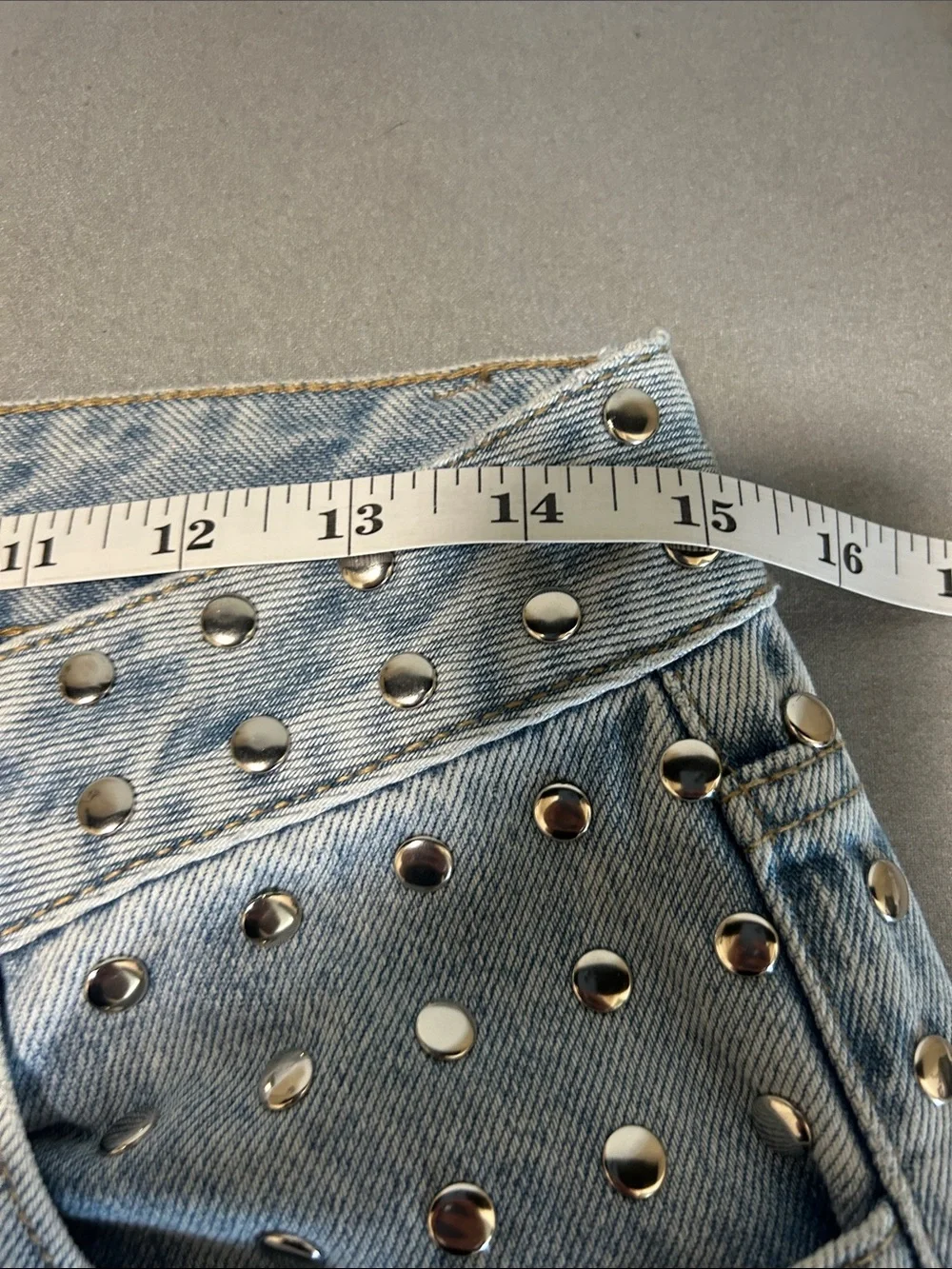 Light Blue Studded Denim Jeans - Picture 11 of 13